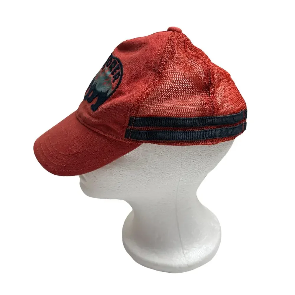 GYMBOREE Explorer Bear Mountain Cap Baseball Hat Mesh Adjustable Red Blue 3-4